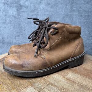 Carolina Comfort Leather Boots Womens 7 Slip Resistant Workwear Brown Lace USA